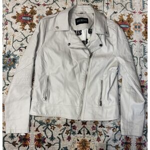 GUESS Cream Jacket XL Zipper Pockets Long Sleeve Solid